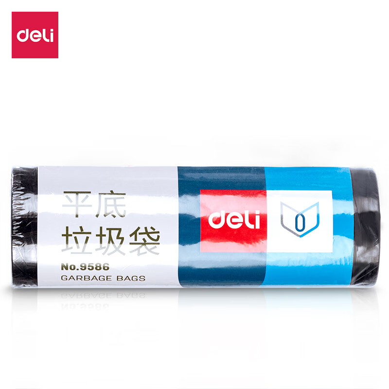 得力9586平底垃圾袋(黑)(30个/卷)450*500*0.007mm平底